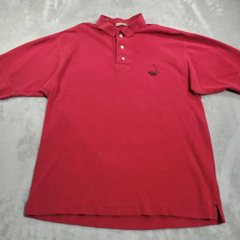 Cutter & Buck Pinehurst 1895 Polo Shirt Mens Large Red Golf Cotton Knit Logo